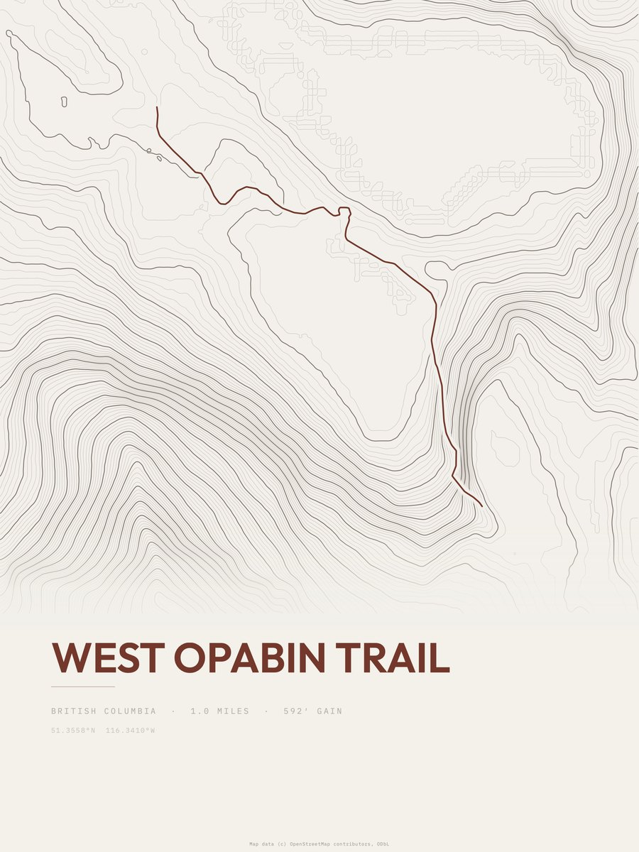 West Opabin Trail Topographic print