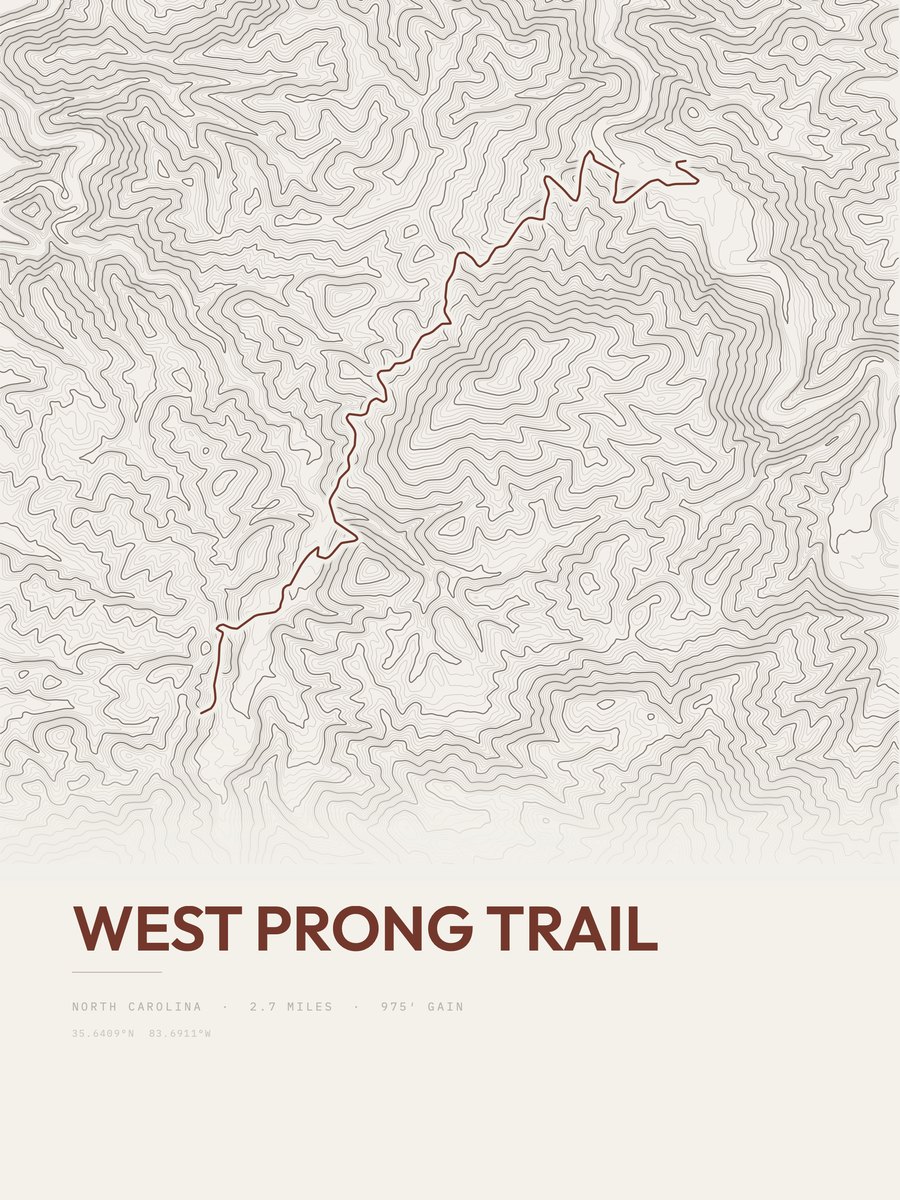 West Prong Trail Topographic print