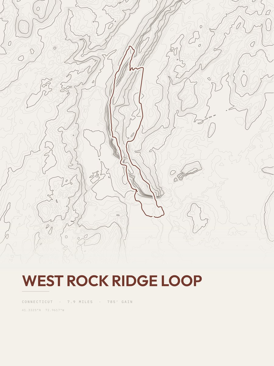 West Rock Ridge Loop topographic trail print