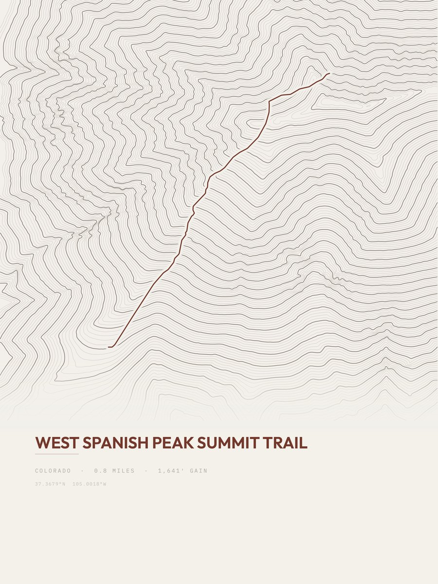 West Spanish Peak Summit Trail Topographic print