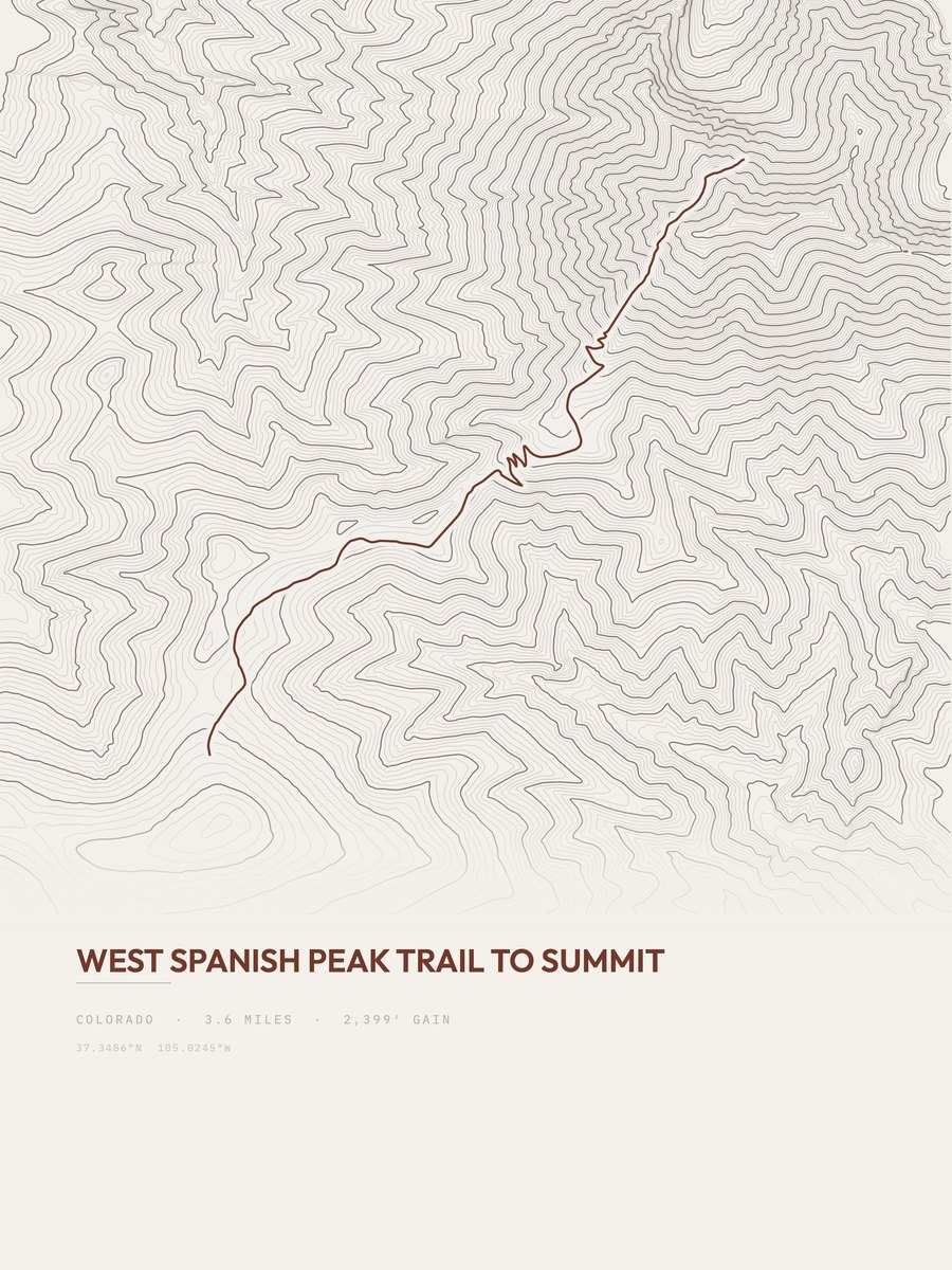 West Spanish Peak Trail Topographic print