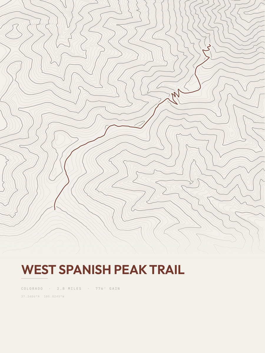 West Spanish Peak Trail Topographic print