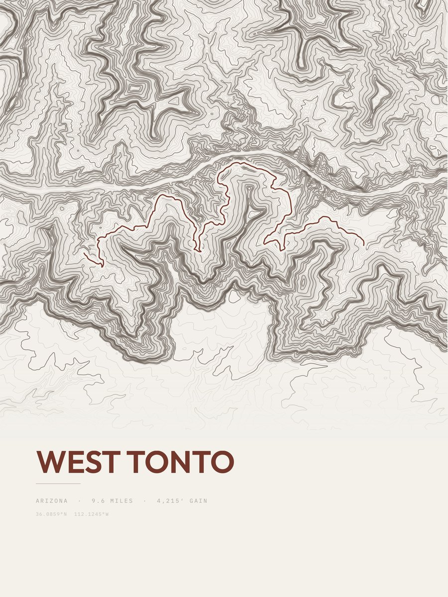 West Tonto topographic trail print