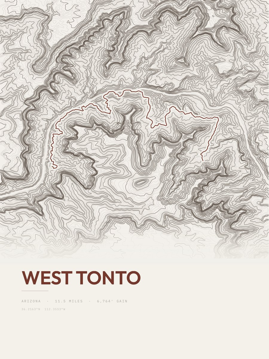 West Tonto topographic trail print