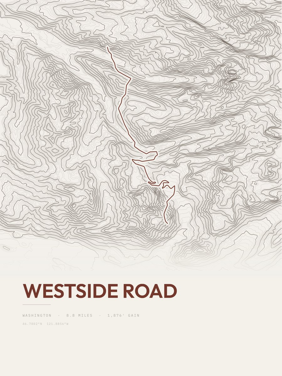 Westside Road topographic trail print