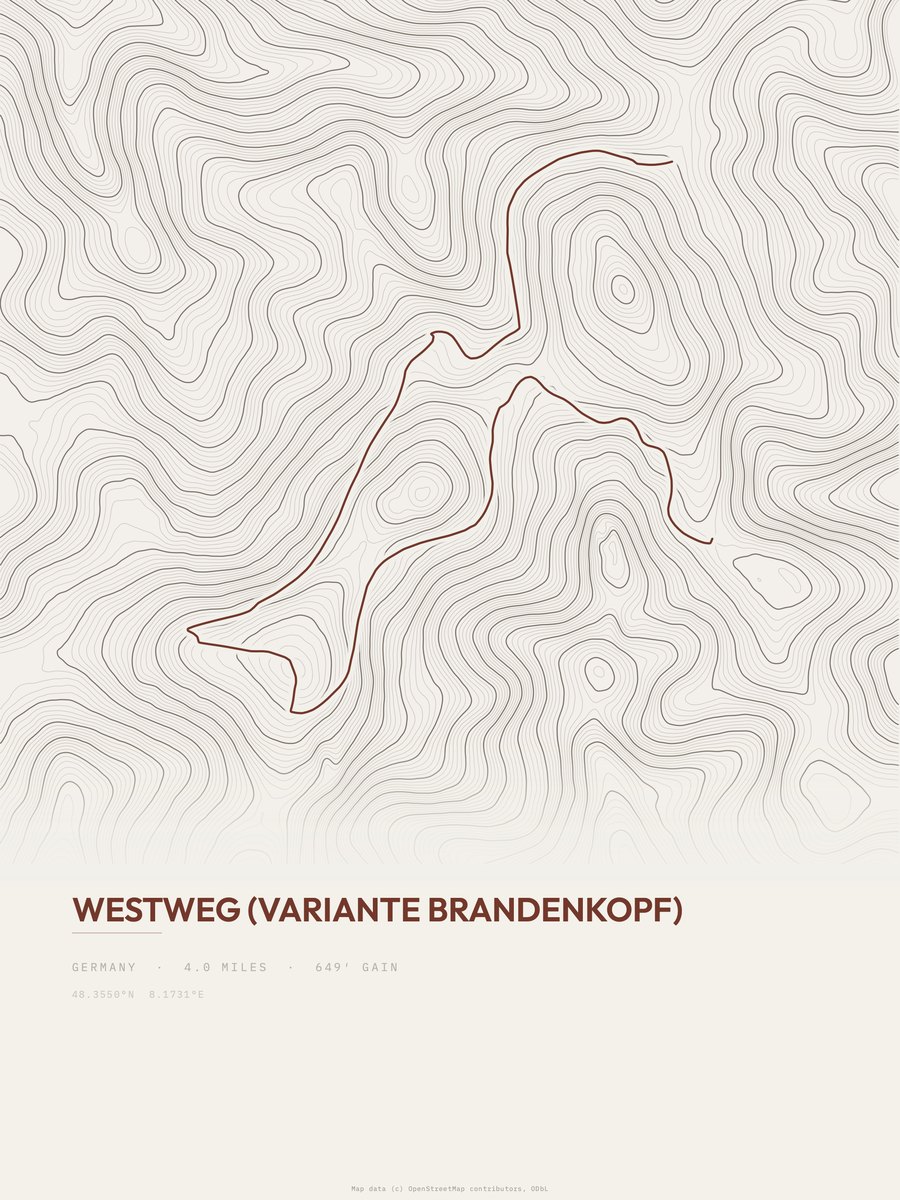 Westweg (Variante Brandenkopf) Topographic print