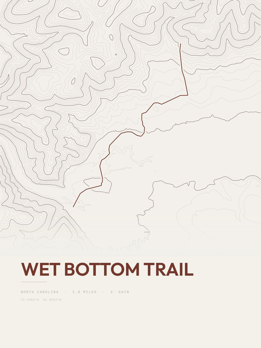Wet Bottom Trail topographic trail print