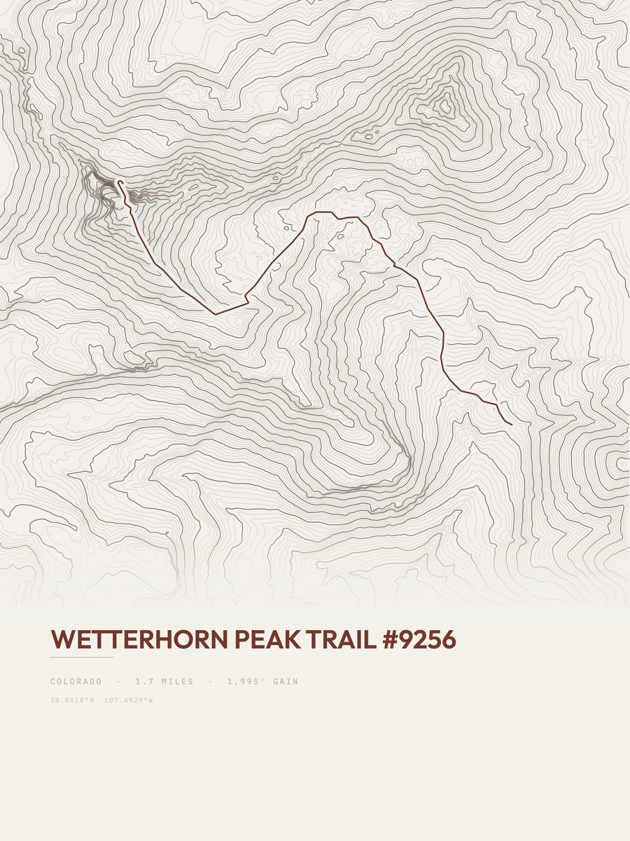 Wetterhorn Peak Trail topographic trail print