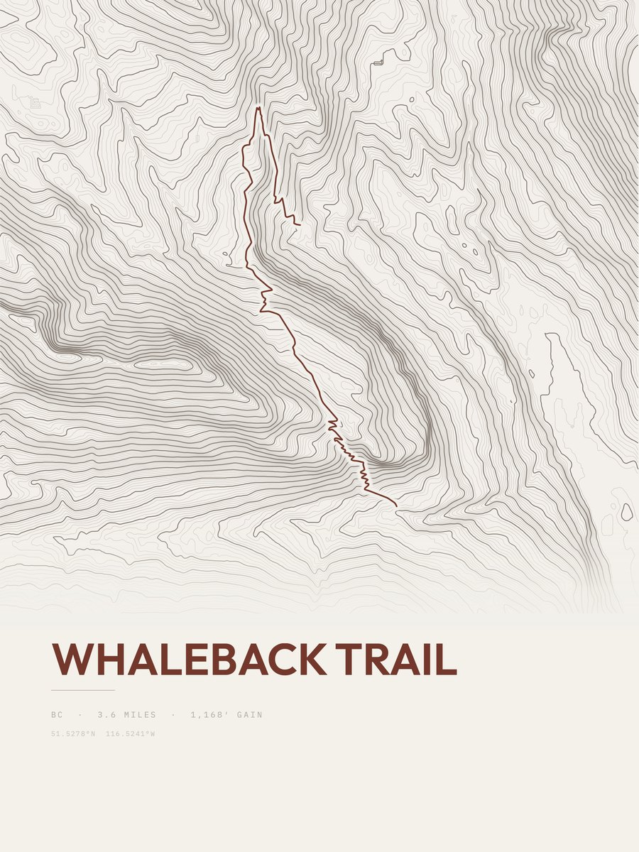 Whaleback Trail Topographic print