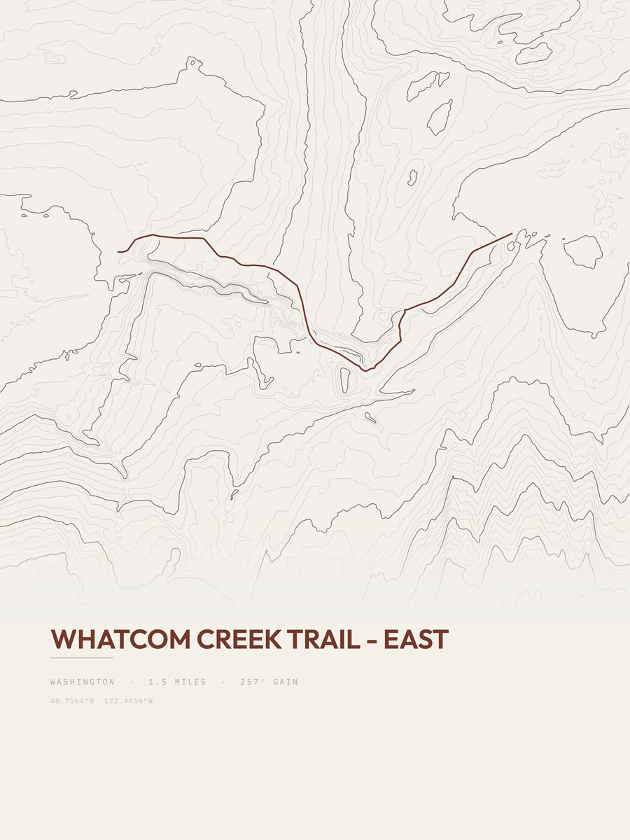 Whatcom Creek Trail - East Topographic print