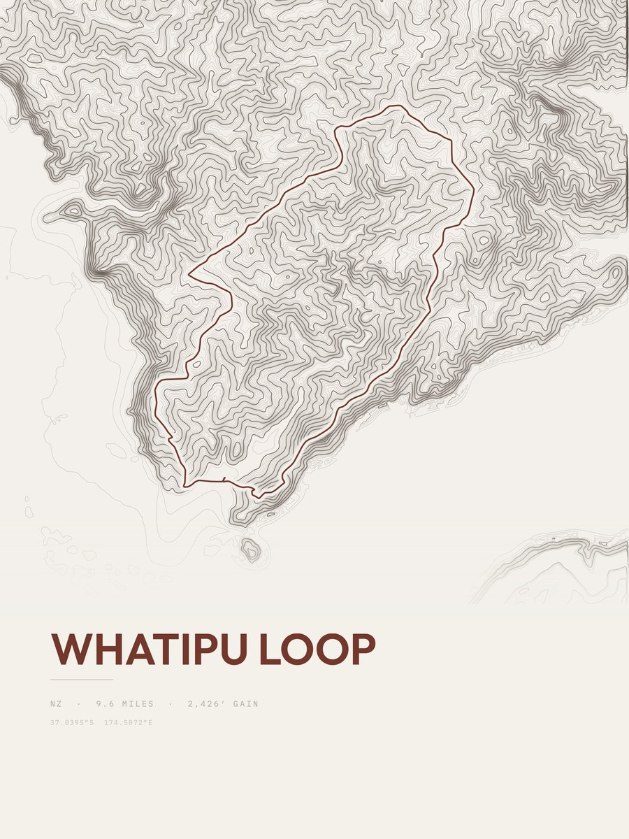 Whatipu Loop topographic trail print