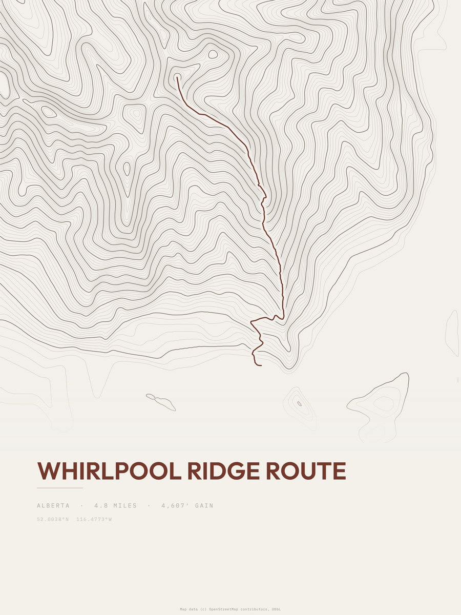 Whirlpool Ridge Route Topographic print