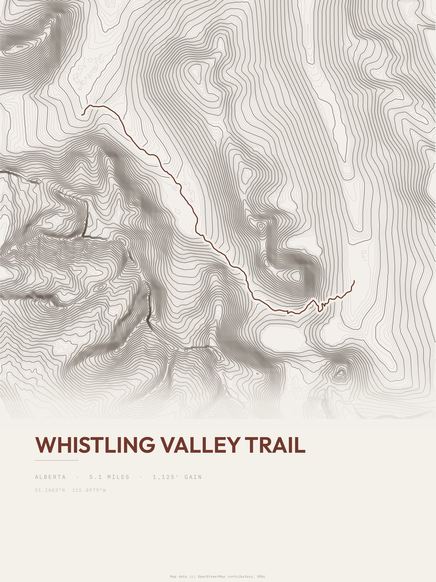 Whistling Valley Trail Topographic print