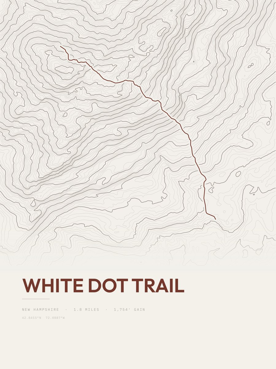 White Dot Trail Topographic print