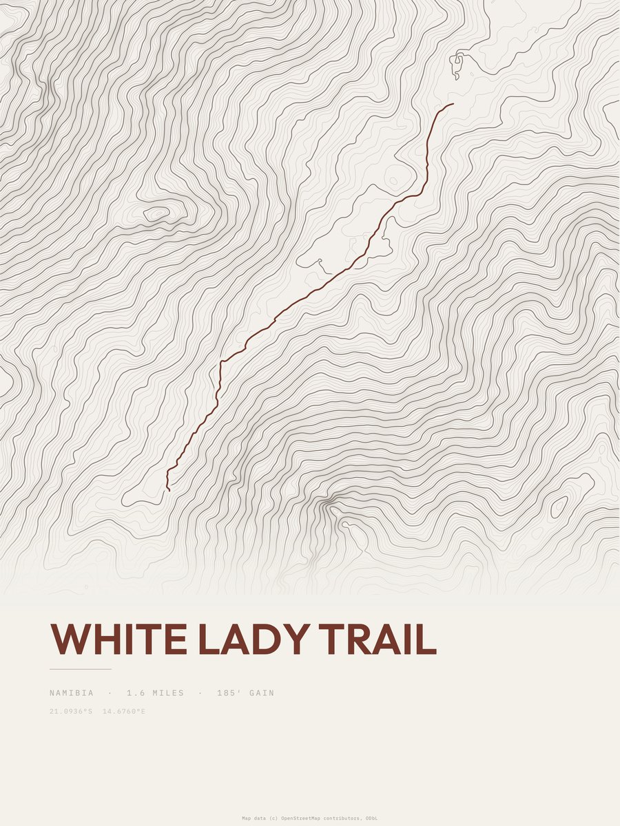 White Lady Trail Topographic print