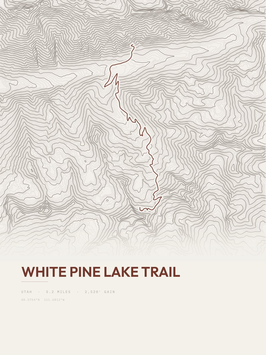 White Pine Lake Trail Topographic print