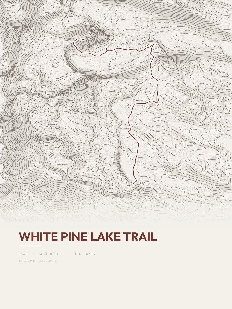 White Pine Lake Trail Topographic print