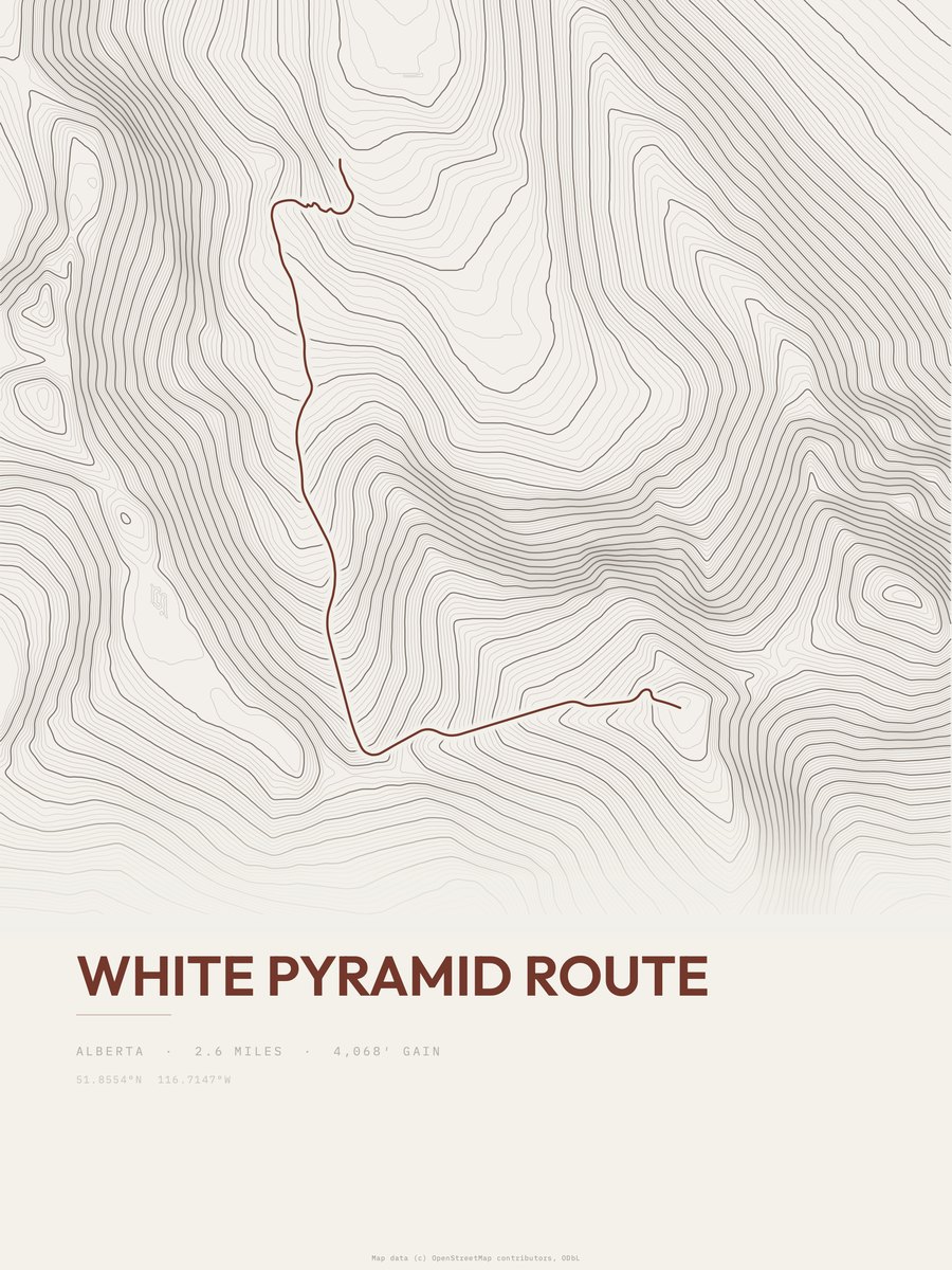 White Pyramid Route Topographic print