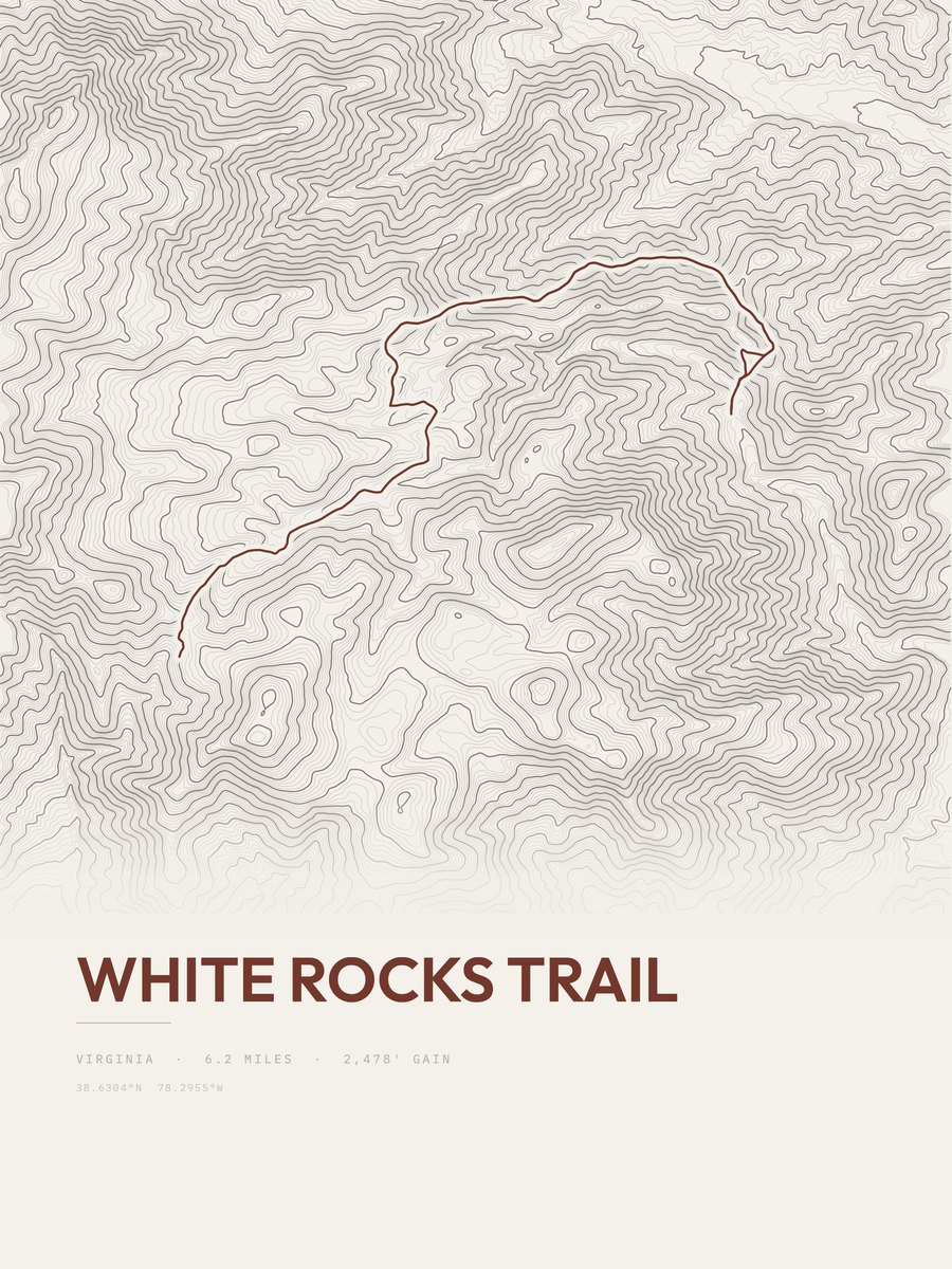 White Rocks Trail Topographic print