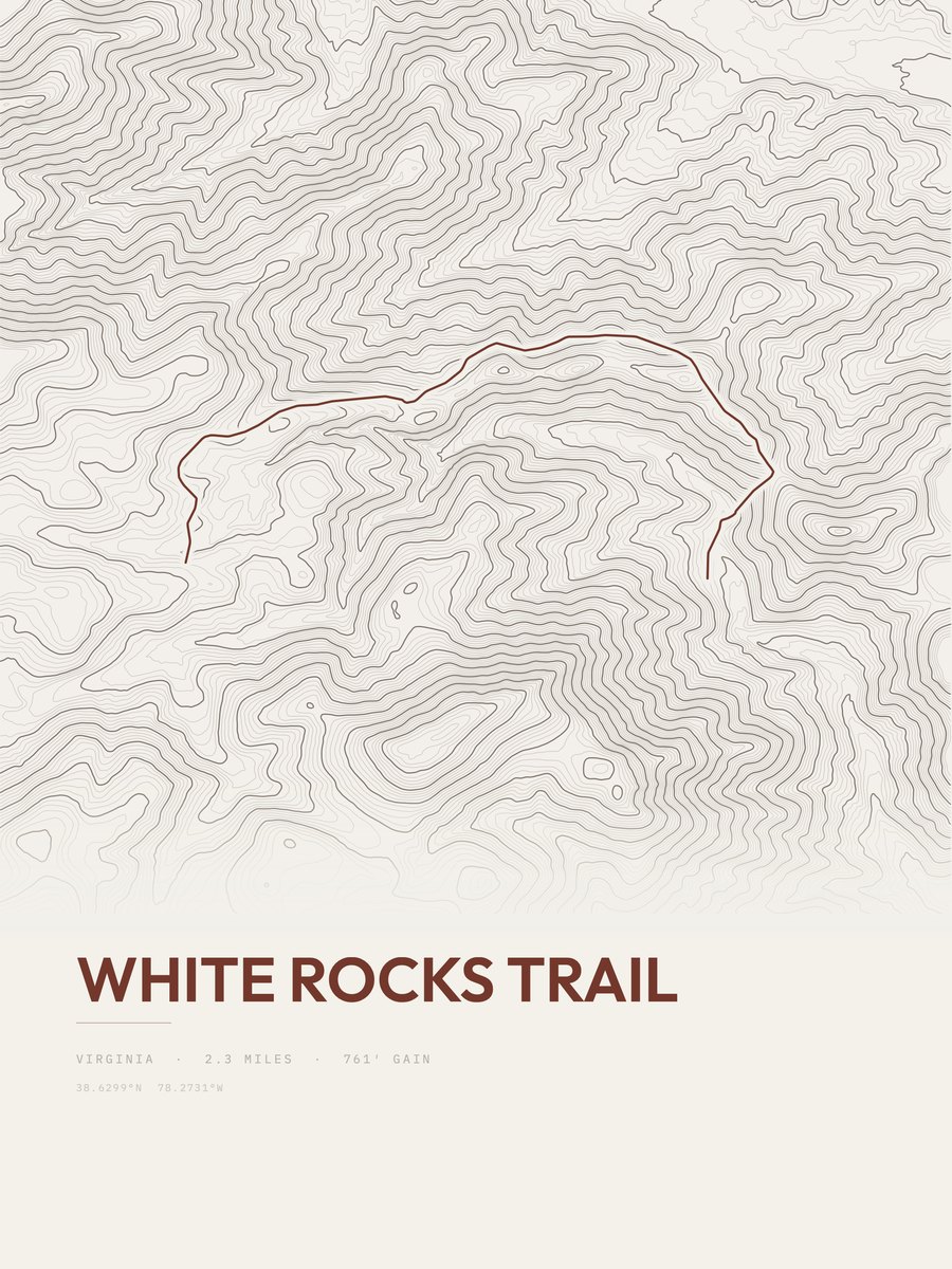 White Rocks Trail topographic trail print
