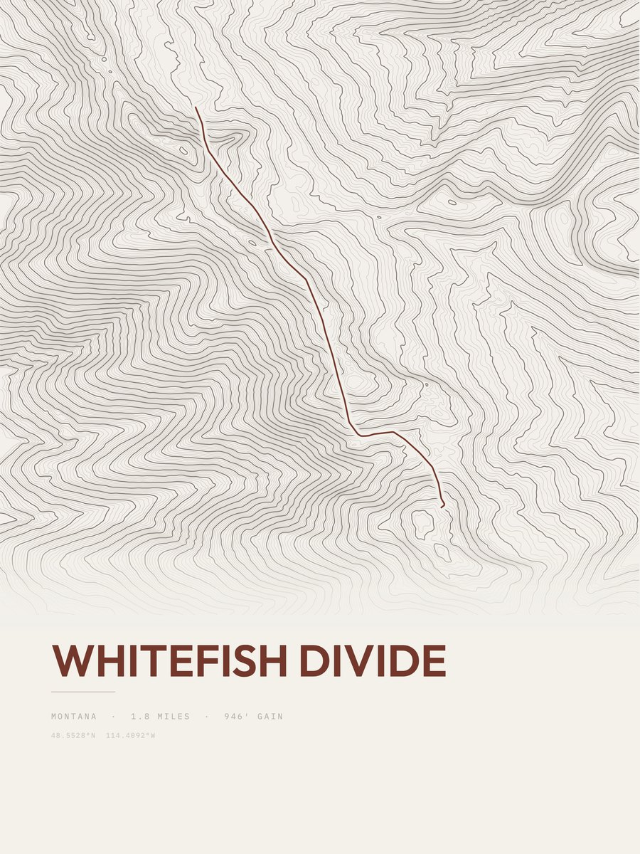 Whitefish Divide Topographic print
