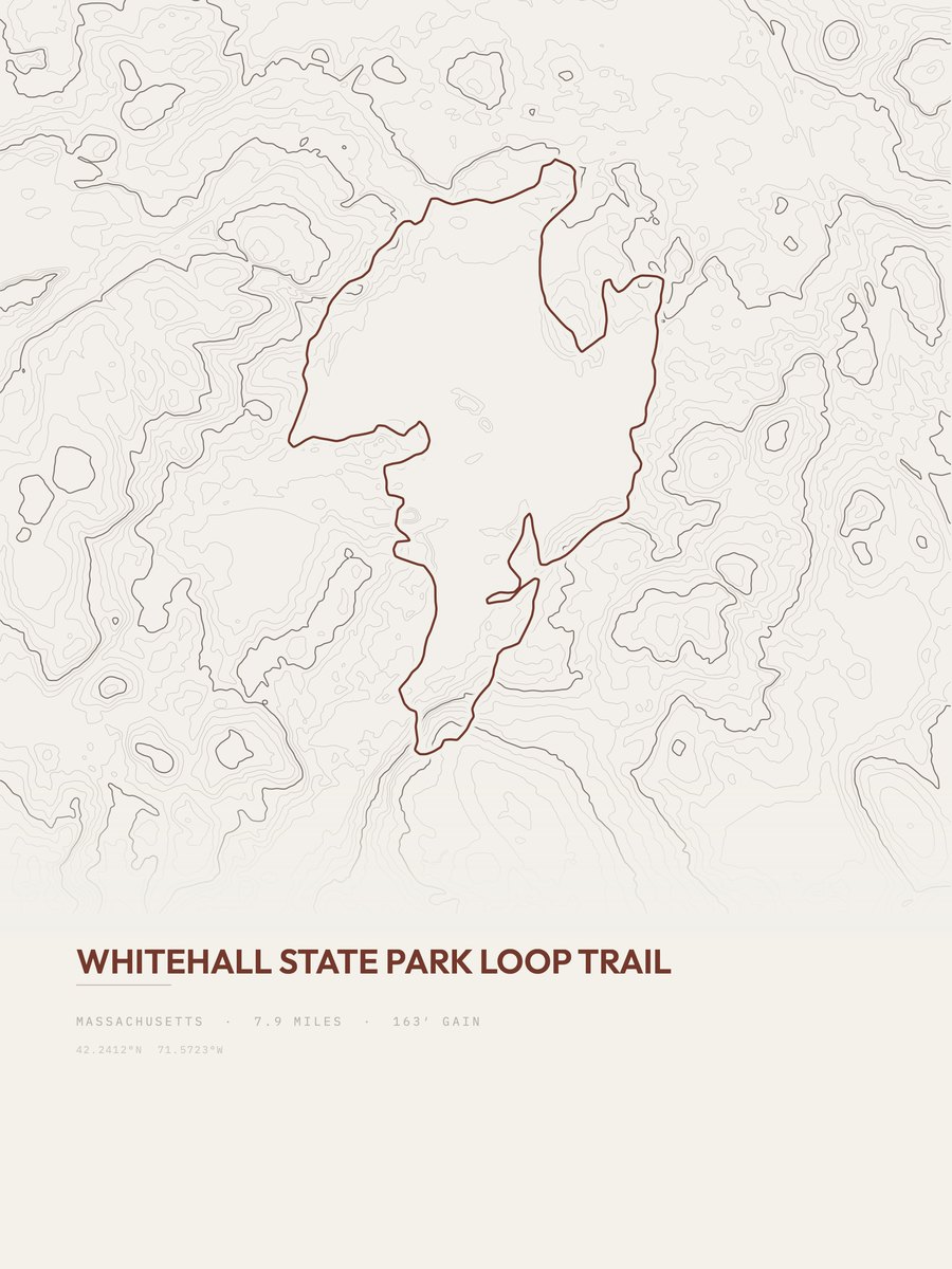 Whitehall State Park Loop Trail topographic trail print