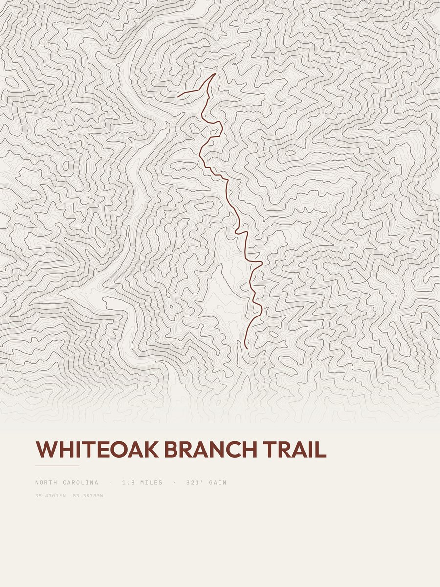 Whiteoak Branch Trail Topographic print