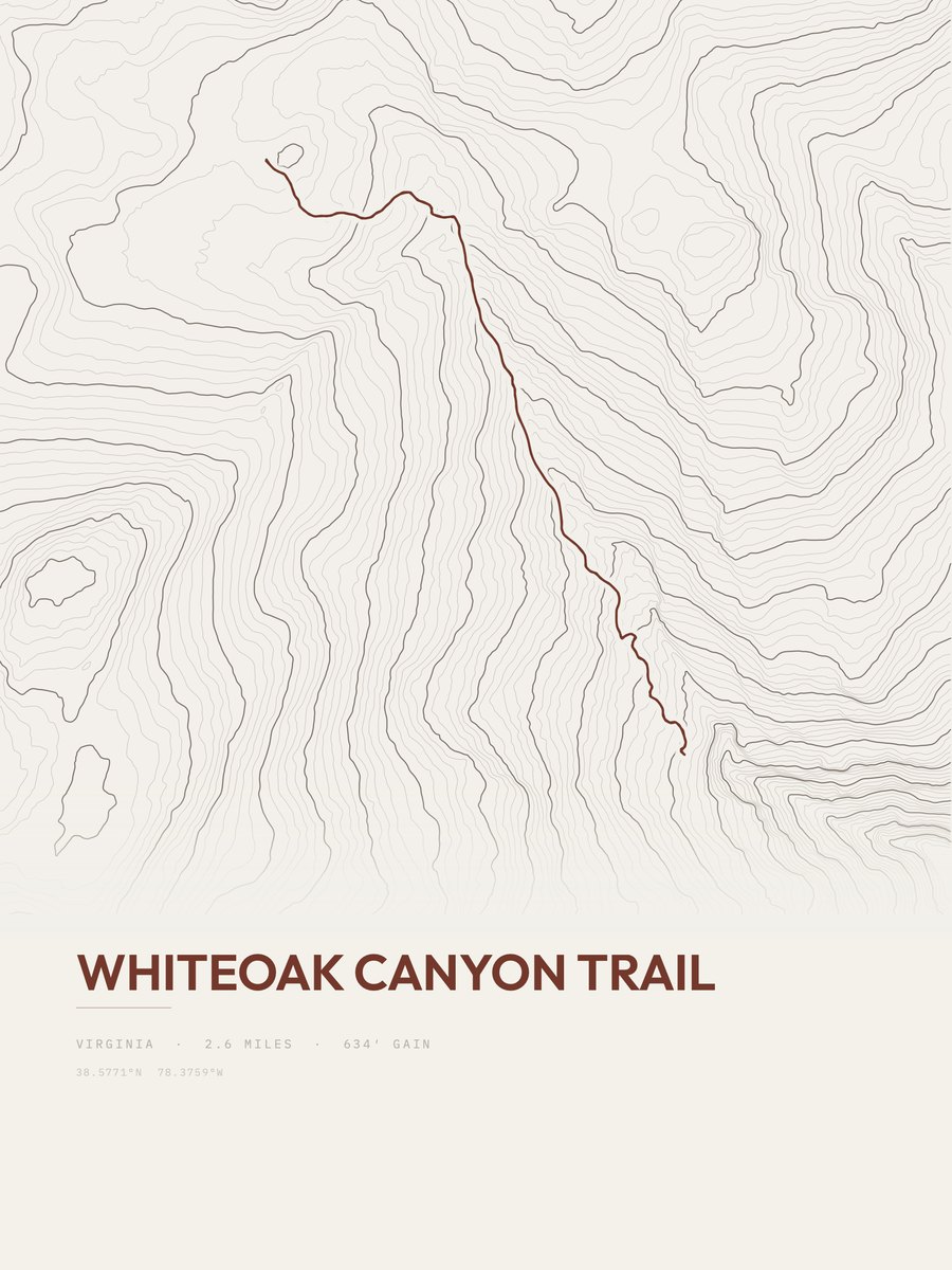 Whiteoak Canyon Trail Topographic print