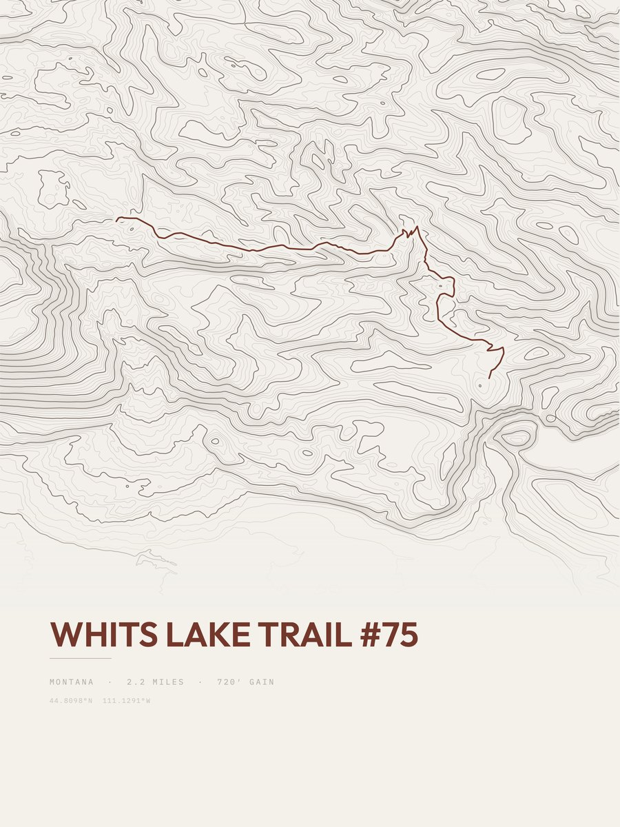 Whits Lake Trail Topographic print