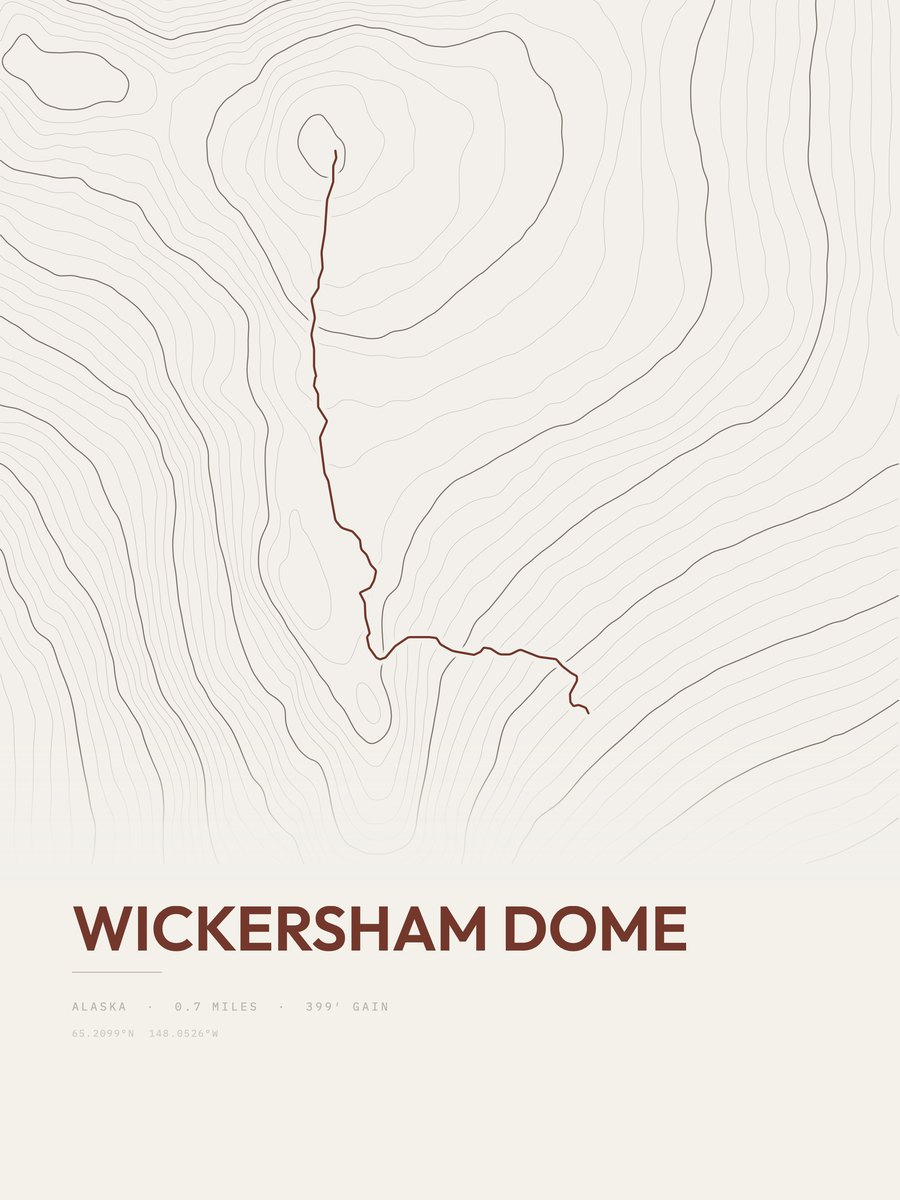 Wickersham Dome Topographic print