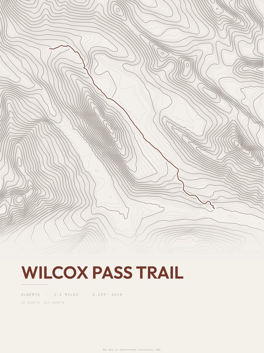Wilcox Pass Trail Topographic print