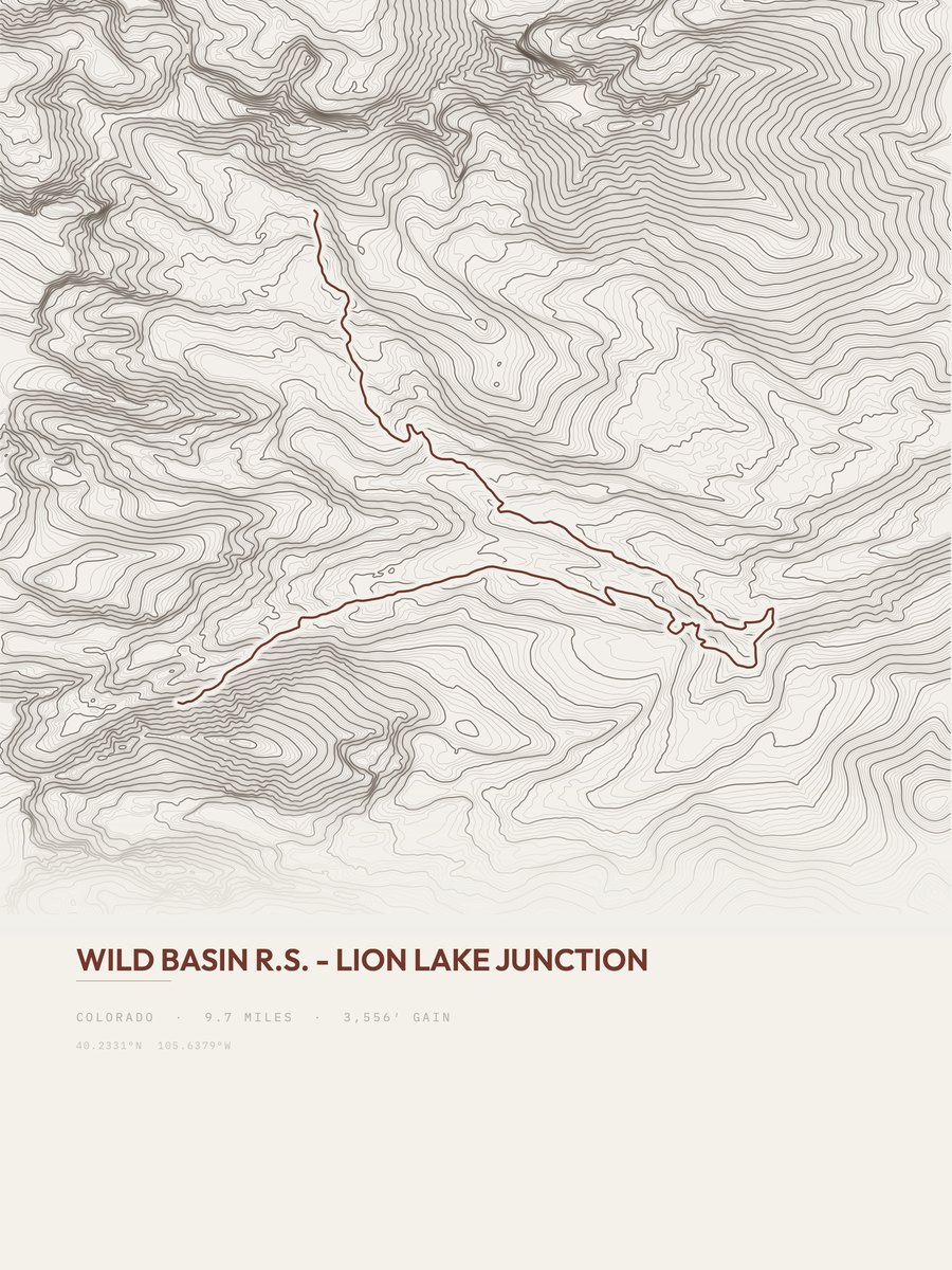Lion Lake Junction topographic trail print
