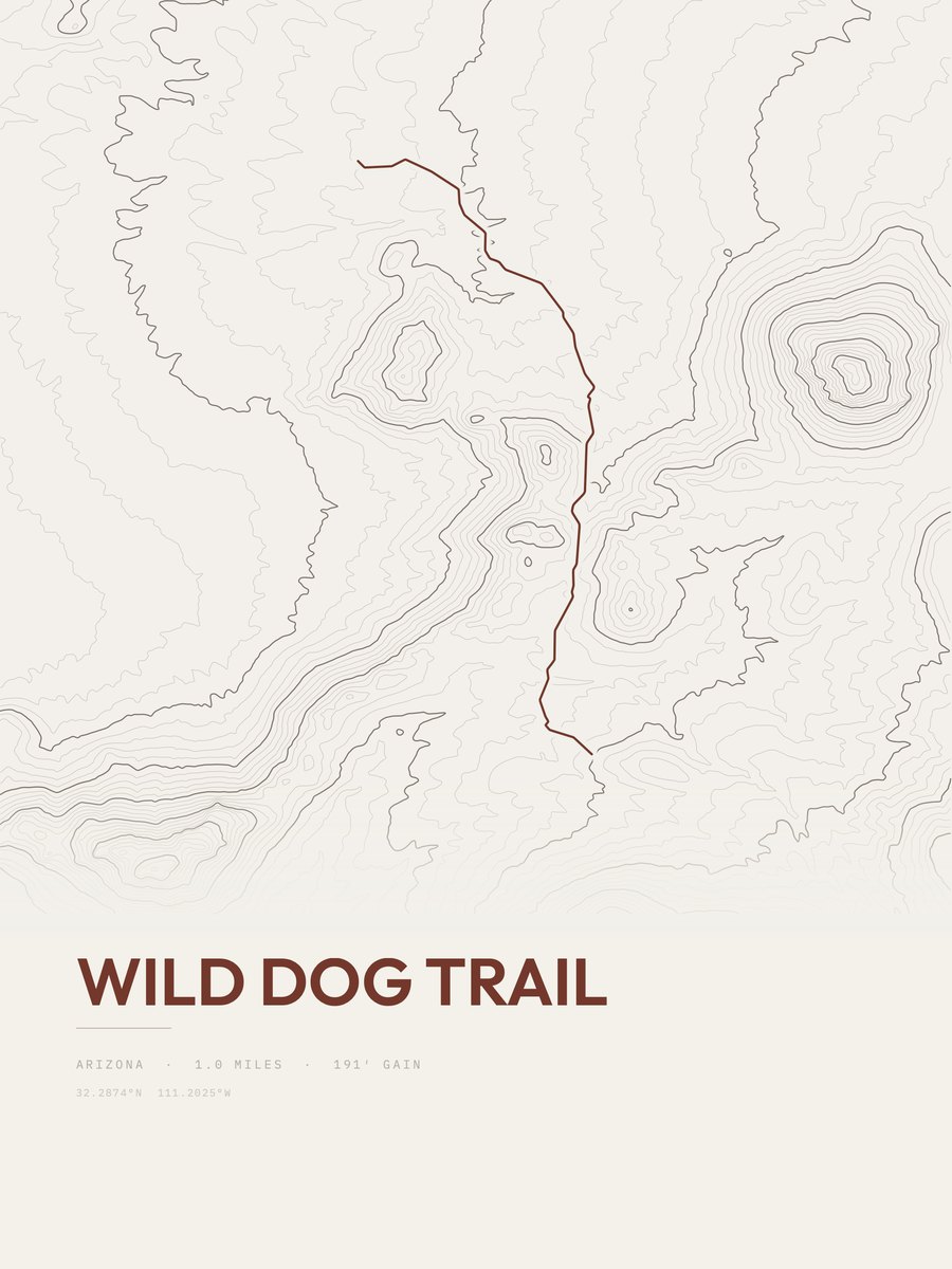 Wild Dog Trail topographic trail print
