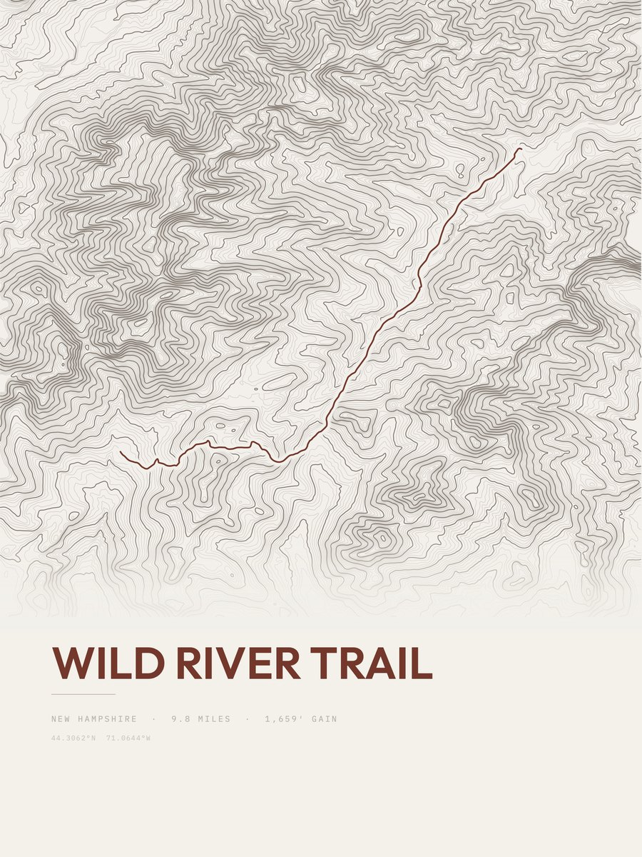 Wild River Trail topographic trail print
