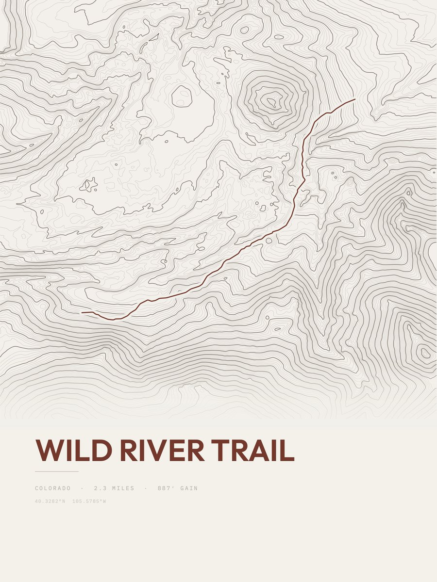 Wild River Trail Topographic print