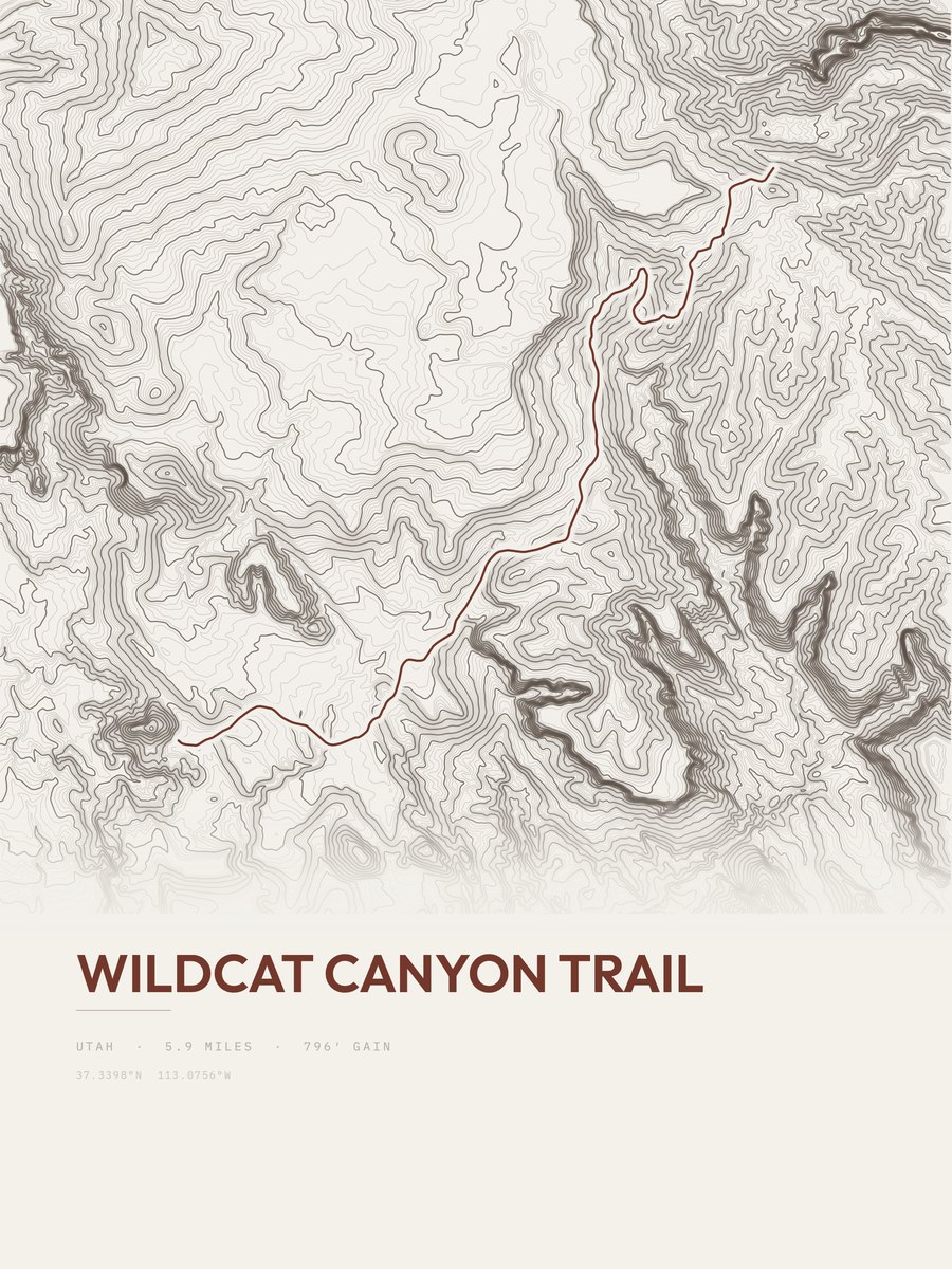 Wildcat Canyon Trail topographic trail print