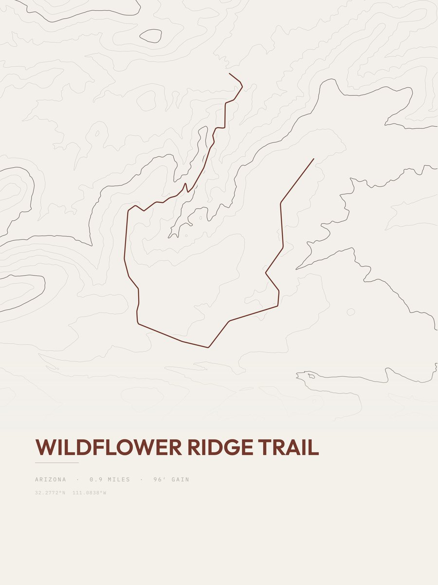 Wildflower Ridge Trail topographic trail print