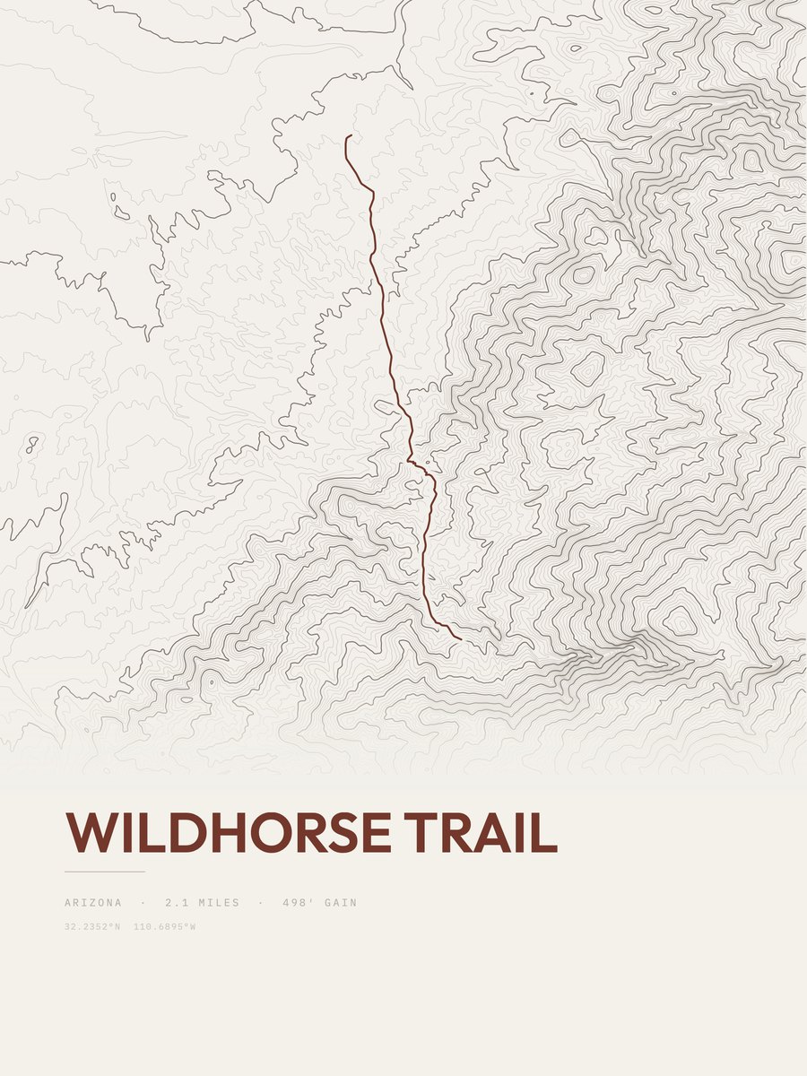 Wildhorse Trail topographic trail print
