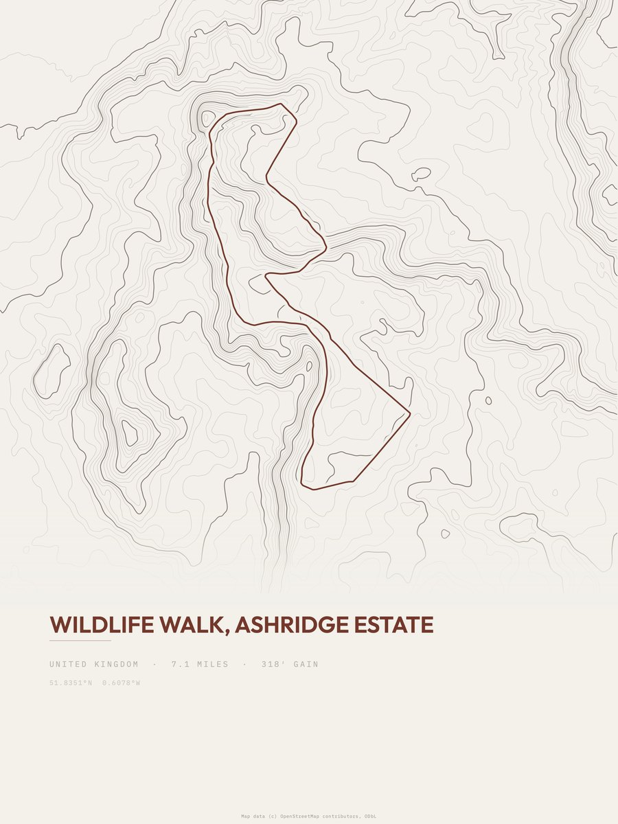 Wildlife Walk topographic trail print