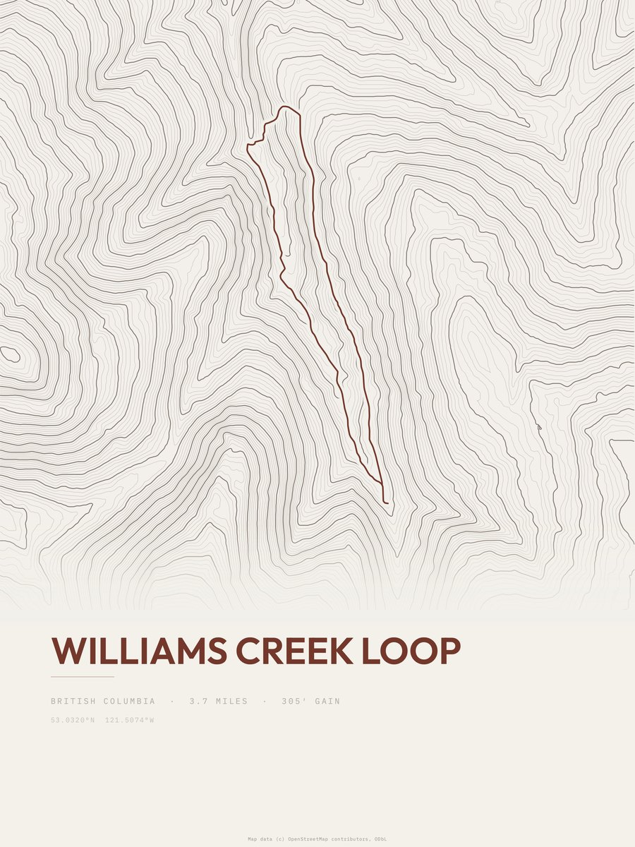 Williams Creek Loop Topographic print