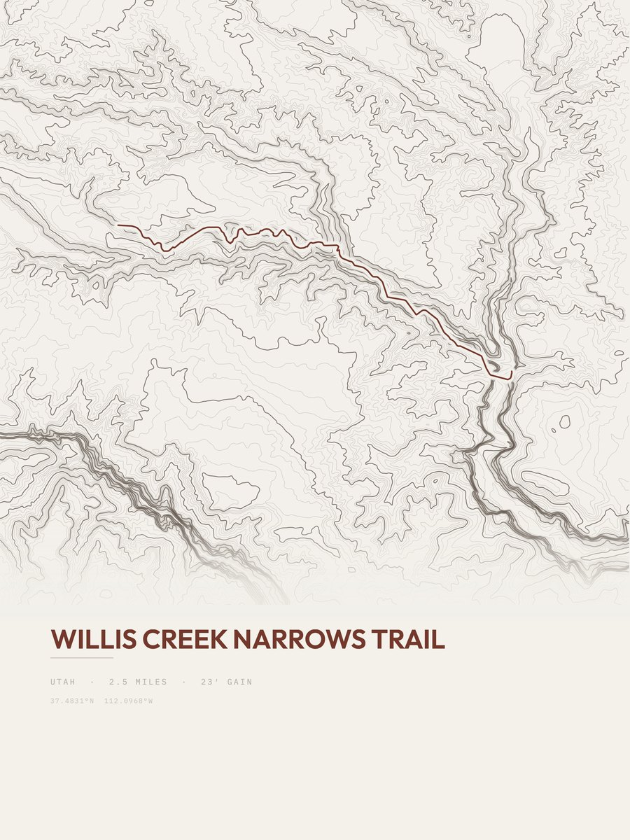 Willis Creek Narrows Trail Topographic print