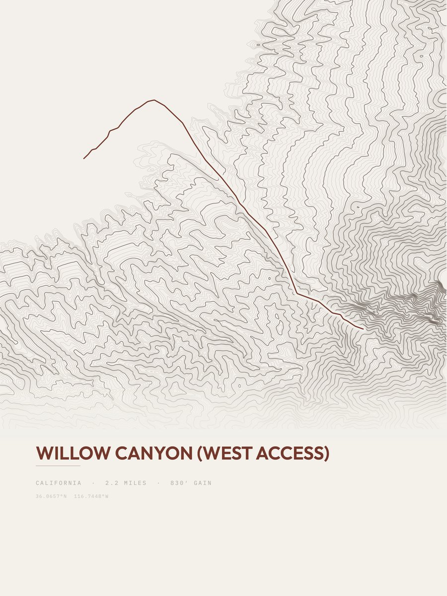 Willow Canyon (West Access) topographic trail print
