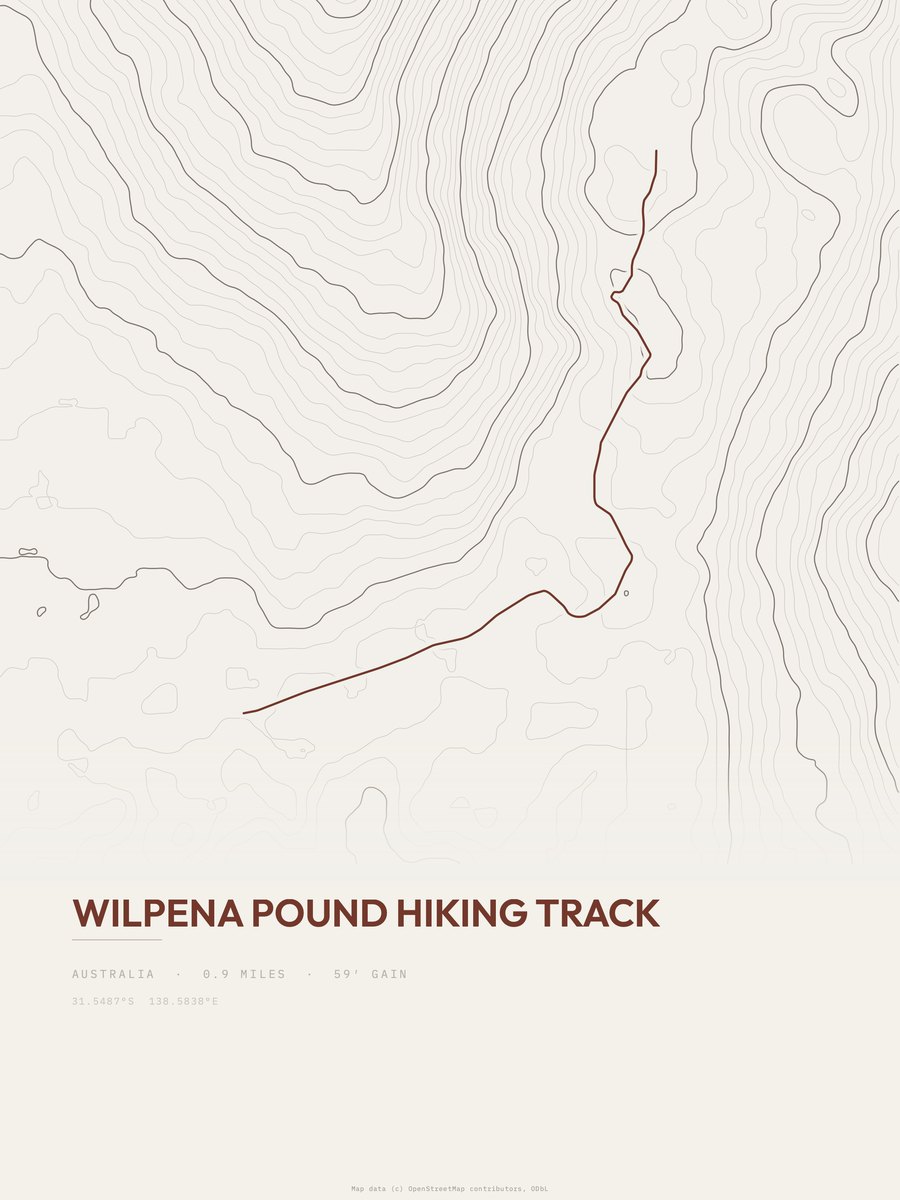 Wilpena Pound Hiking Track Topographic print