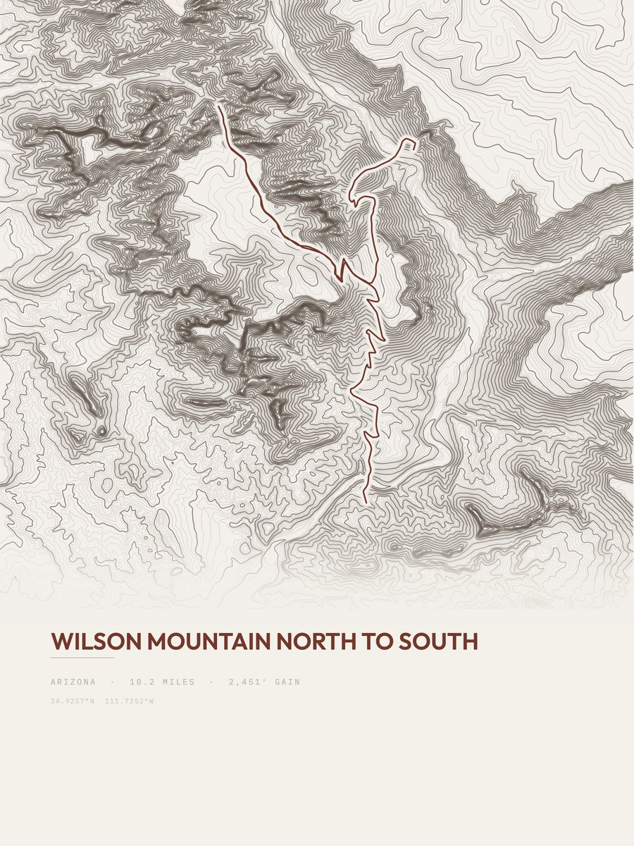 Wilson Mountain North to South Topographic print