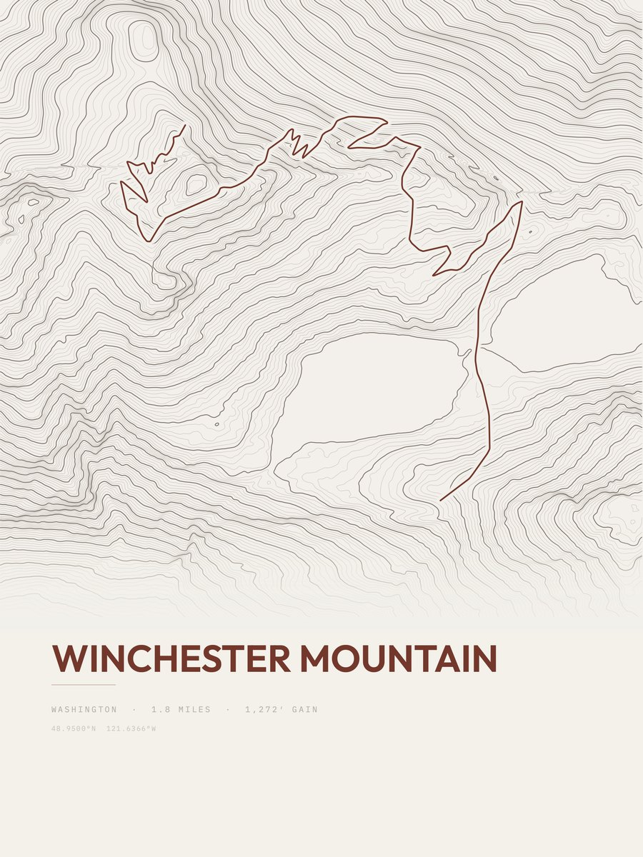 Winchester Mountain topographic trail print