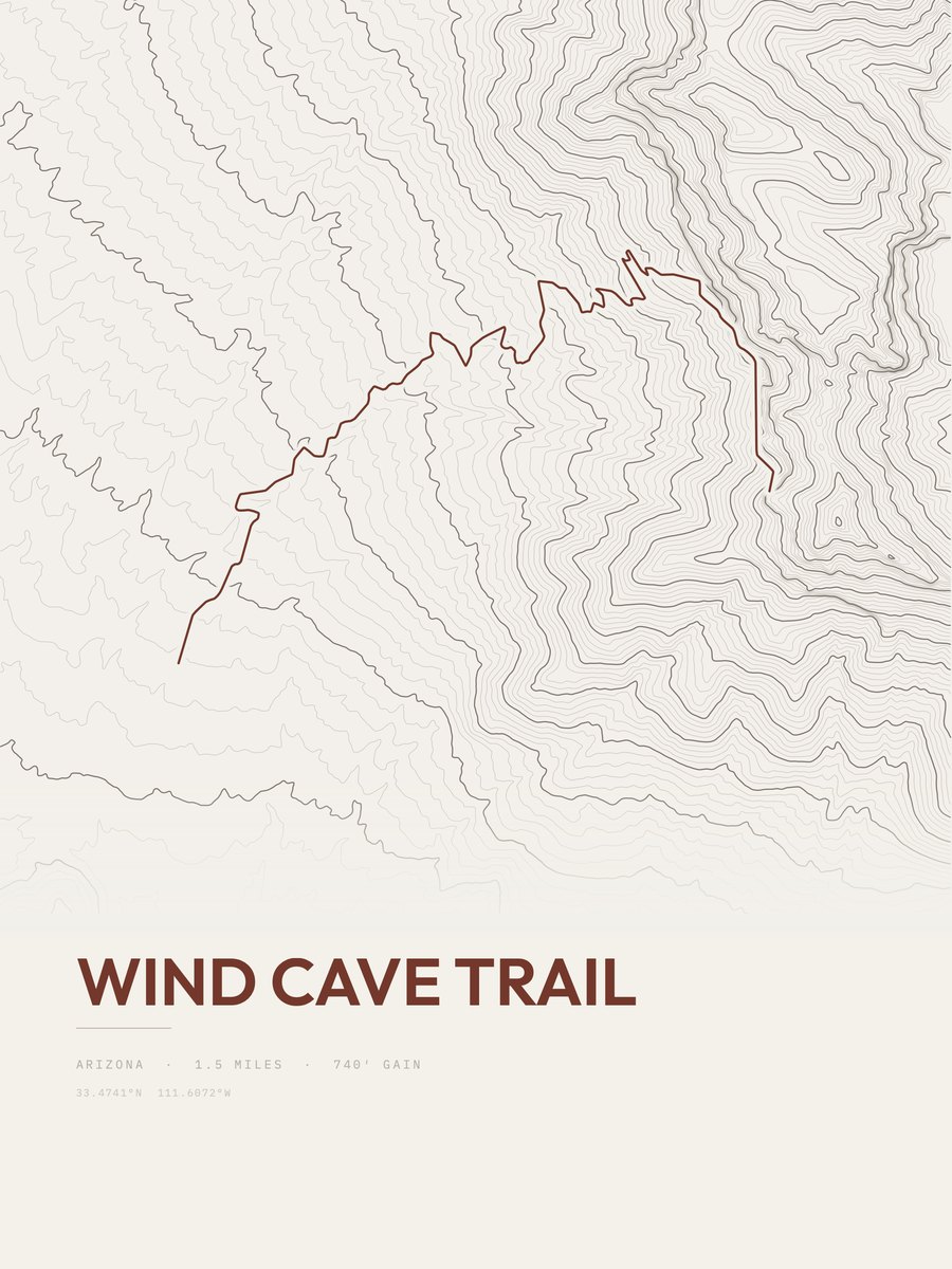Wind Cave Trail Topographic print