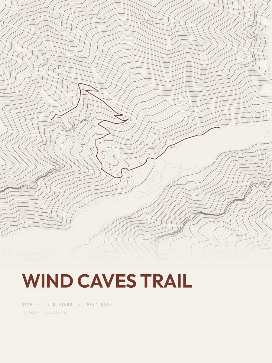 Wind Caves Trail Topographic print