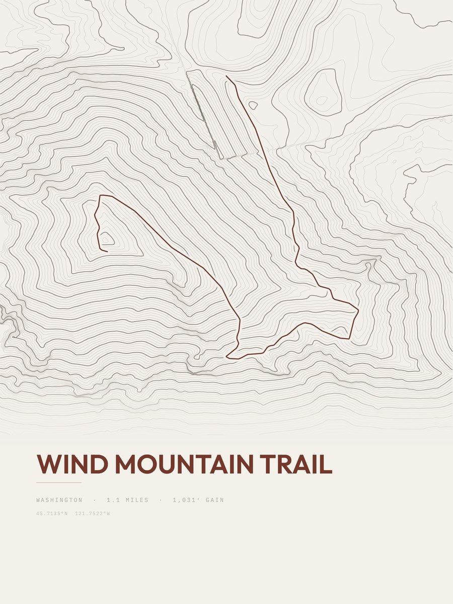 Wind Mountain Trail Topographic print
