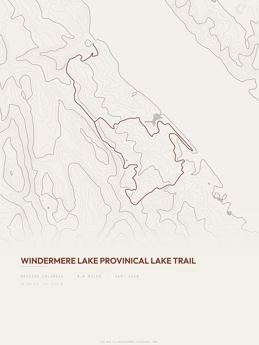 Windermere Lake Provinical Lake Topographic print