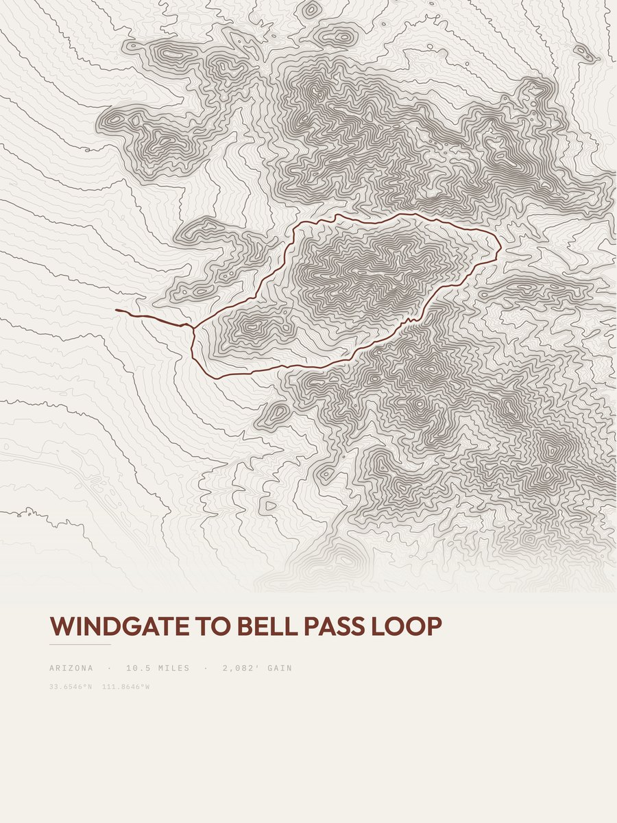 Windgate to Bell Pass Loop Topographic print